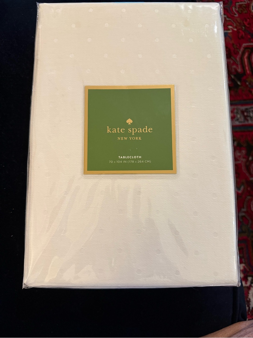kate spade White Dot Embossed Tablecloth NWT